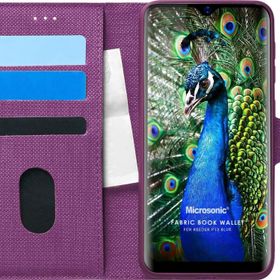 Microsonic Reeder P13 Blue Fabric Book Wallet Mor Cep Telefonu Kılıfı