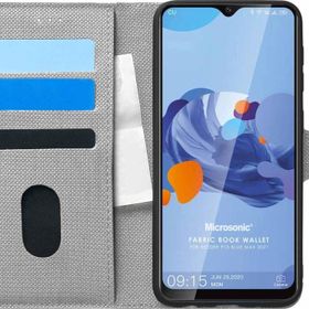 Microsonic Reeder P13 Blue Max 2021 Fabric Book Wallet Gri Cep Telefonu Kılıfı