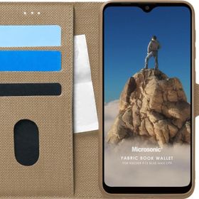 Microsonic Reeder P13 Blue Max Lite Fabric Book Wallet Gold Cep Telefonu Kılıfı