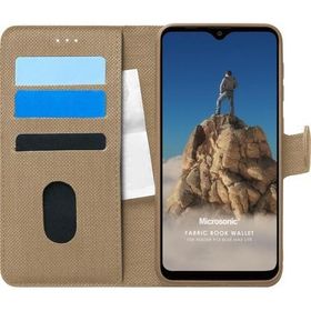 Microsonic Reeder P13 Blue Max Lite Fabric Book Wallet Gold Cep Telefonu Kılıfı