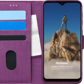 Microsonic Reeder P13 Blue Max Lite Fabric Book Wallet Mor Cep Telefonu Kılıfı