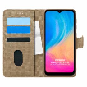 Microsonic Reeder P13 Blue Max Pro Lite Fabric Book Wallet Gold Cep Telefonu Kılıfı