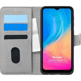 Microsonic Reeder P13 Blue Max Pro Lite Fabric Book Wallet Gri Cep Telefonu Kılıfı