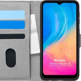 Microsonic Reeder P13 Blue Max Pro Lite Fabric Book Wallet Gri Cep Telefonu Kılıfı
