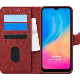 Microsonic Reeder P13 Blue Max Pro Lite Fabric Book Wallet Kırmızı Cep Telefonu Kılıfı