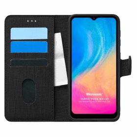 Microsonic Reeder P13 Blue Max Pro Lite Fabric Book Wallet Siyah Cep Telefonu Kılıfı