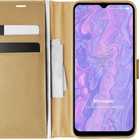 Microsonic Reeder S19 Max Delux Leather Wallet Gold Cep Telefonu Kılıfı
