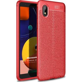 Microsonic Samsung Galaxy A01 Core Deri Dokulu Kırmızı Silikon Kılıf