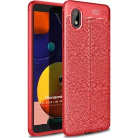 Microsonic Samsung Galaxy A01 Core Deri Dokulu Kırmızı Silikon Kılıf