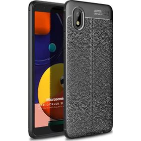 Microsonic Samsung Galaxy A01 Core Deri Dokulu Silikon Siyah Kılıf