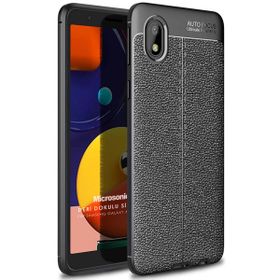 Microsonic Samsung Galaxy A01 Core Deri Dokulu Silikon Siyah Kılıf