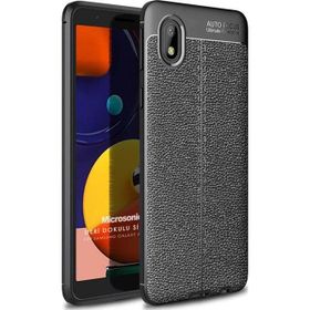 Microsonic Samsung Galaxy A01 Core Deri Dokulu Silikon Siyah Kılıf
