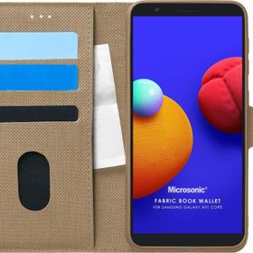 Microsonic Samsung Galaxy A01 Core Fabric Book Wallet Gold Cep Telefonu Kılıf