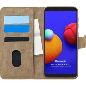 Microsonic Samsung Galaxy A01 Core Fabric Book Wallet Gold Cep Telefonu Kılıf