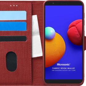 Microsonic Samsung Galaxy A01 Core Fabric Book Wallet Kırmızı Kılıf