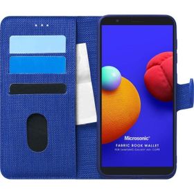 Microsonic Samsung Galaxy A01 Core Fabric Book Wallet Lacivert Kılıf