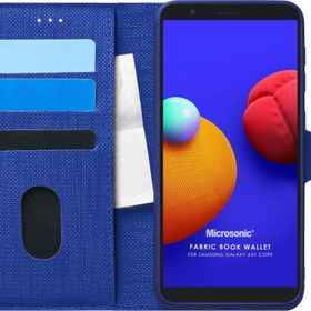 Microsonic Samsung Galaxy A01 Core Fabric Book Wallet Lacivert Kılıf