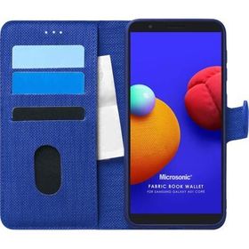 Microsonic Samsung Galaxy A01 Core Fabric Book Wallet Lacivert Kılıf