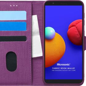 Microsonic Samsung Galaxy A01 Core Fabric Book Wallet Mor Cep Telefonu Kılıf