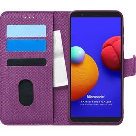 Microsonic Samsung Galaxy A01 Core Fabric Book Wallet Mor Cep Telefonu Kılıf