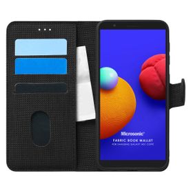 Microsonic Samsung Galaxy A01 Core Fabric Book Wallet Siyah Kılıf