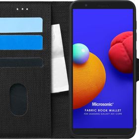 Microsonic Samsung Galaxy A01 Core Fabric Book Wallet Siyah Kılıf