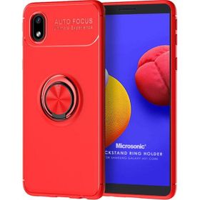 Microsonic Samsung Galaxy A01 Core Kickstand Ring Holder Kırmızı Kılıf
