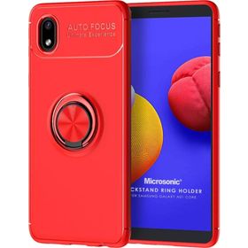 Microsonic Samsung Galaxy A01 Core Kickstand Ring Holder Kırmızı Kılıf