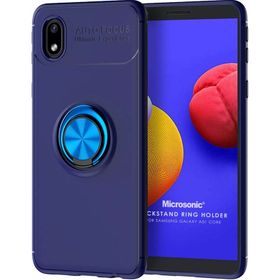 Microsonic Samsung Galaxy A01 Core Kickstand Ring Holder Lacivert Kılıf