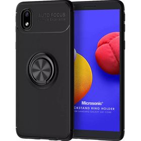 Microsonic Samsung Galaxy A01 Core Kickstand Ring Holder Lacivert Kılıf