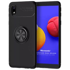 Microsonic Samsung Galaxy A01 Core Kickstand Ring Holder Siyah Kılıf