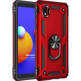 Microsonic Samsung Galaxy A01 Core Military Ring Holder Beyaz Kılıf