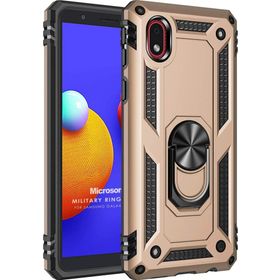 Microsonic Samsung Galaxy A01 Core Military Ring Holder Gold Cep Telefonu Kılıf