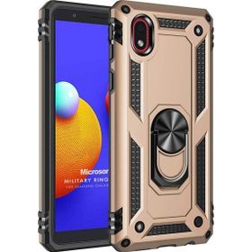 Microsonic Samsung Galaxy A01 Core Military Ring Holder Gold Cep Telefonu Kılıf