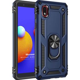Microsonic Samsung Galaxy A01 Core Military Ring Holder Lacivert Kılıf