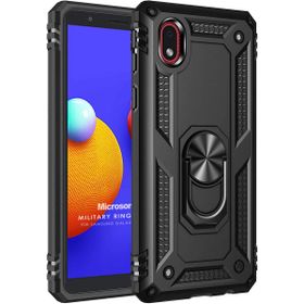 Microsonic Samsung Galaxy A01 Core Military Ring Holder Siyah Kılıf