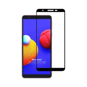Microsonic Samsung Galaxy A01 Core Tam Kaplayan Temperli Cam Siyah Ekran Koruyucu