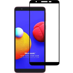 Microsonic Samsung Galaxy A01 Core Tam Kaplayan Temperli Cam Siyah Ekran Koruyucu