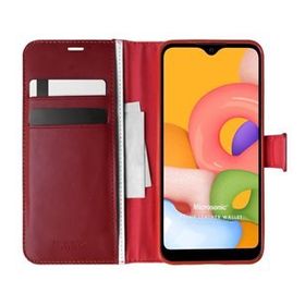 Microsonic Samsung Galaxy A01 Delux Leather Wallet Kırmızı Kılıf