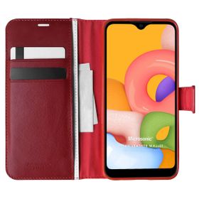 Microsonic Samsung Galaxy A01 Delux Leather Wallet Kırmızı Kılıf