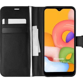 Microsonic Samsung Galaxy A01 Delux Leather Wallet Siyah Kılıf