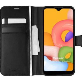 Microsonic Samsung Galaxy A01 Delux Leather Wallet Siyah Kılıf
