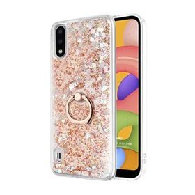 Microsonic Samsung Galaxy A01 Glitter Liquid Holder Gold Cep Telefonu Kılıf