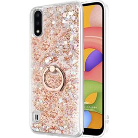 Microsonic Samsung Galaxy A01 Glitter Liquid Holder Gold Cep Telefonu Kılıf