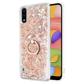 Microsonic Samsung Galaxy A01 Glitter Liquid Holder Gold Cep Telefonu Kılıf