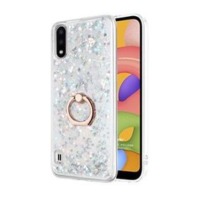 Microsonic Samsung Galaxy A01 Glitter Liquid Holder Gümüş Cep Telefonu Kılıf