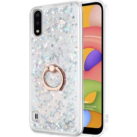 Microsonic Samsung Galaxy A01 Glitter Liquid Holder Gümüş Cep Telefonu Kılıf