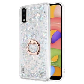 Microsonic Samsung Galaxy A01 Glitter Liquid Holder Gümüş Cep Telefonu Kılıf