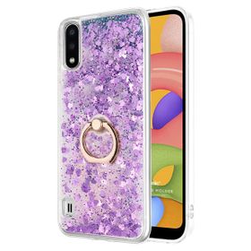 Microsonic Samsung Galaxy A01 Glitter Liquid Holder Mor Cep Telefonu Kılıf