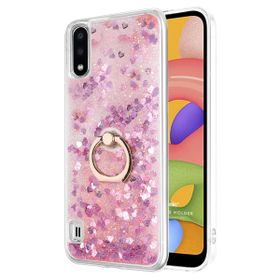 Microsonic Samsung Galaxy A01 Glitter Liquid Holder Pembe Kılıf